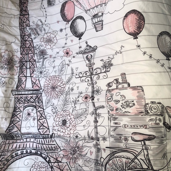 Paris Twin Comforter Set with 2 Throw Pillows - Picture 10 of 11